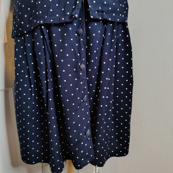 Vintage 80s Anegada's Skirt & Top Set Navy White Polka Dot Womens Size XS/S - Picture 16 of 16